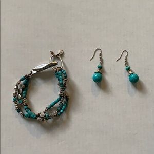 Lucky Brand turquoise bracelet and earring set